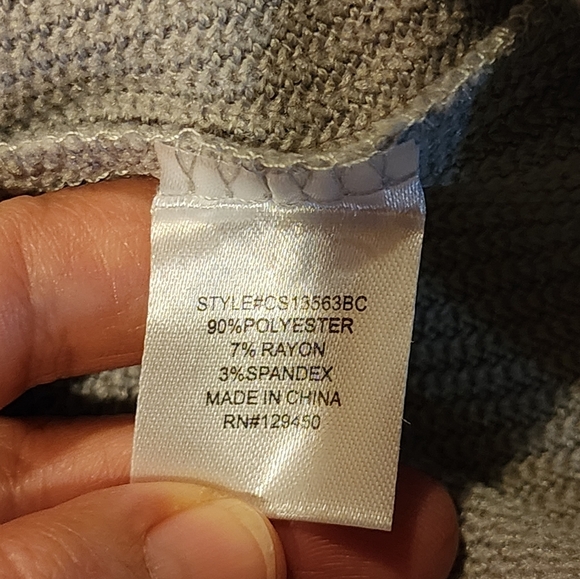 Como Blu Gray Rhinestone Button Shoulder Sweater Balloon Sleeve L - Picture 8 of 8